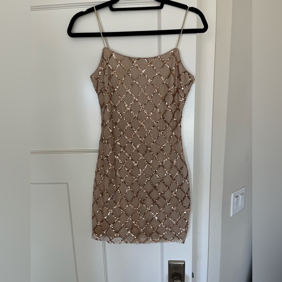 Showpo Rhythm of Love Dress - Sequin Rose Gold - Picture 2 of 6
